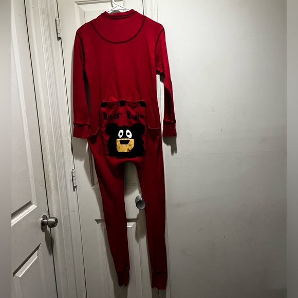 Lazy One Red Onesie with Bear Bum design on detachable back - Picture 1 of 16